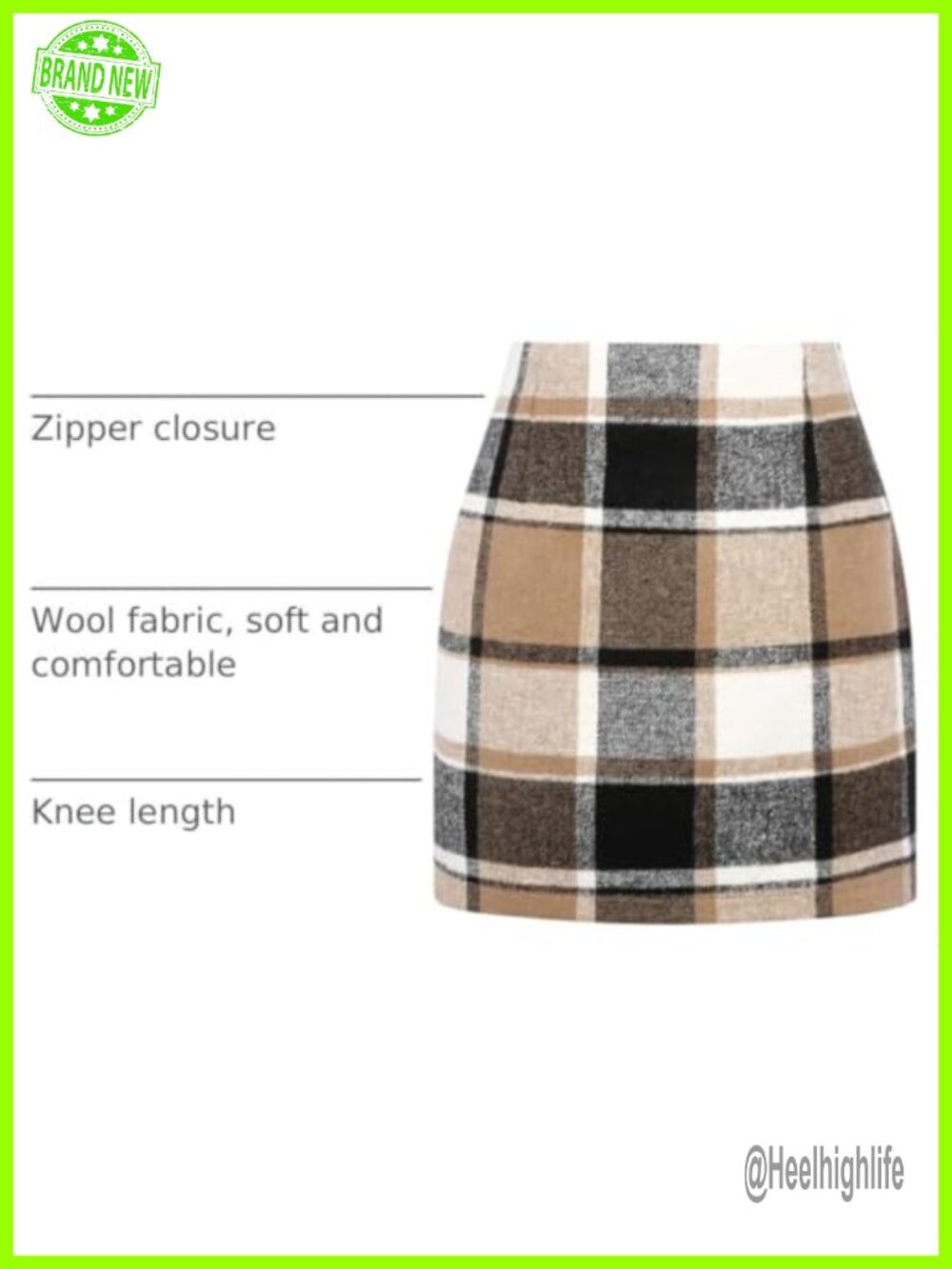 High Waist Plaid Bodycon Mini Pencil Skirt Fall Winter Party Clubwear - Picture 3 of 6